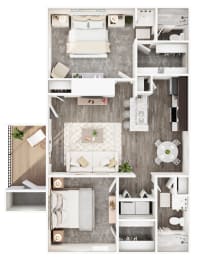 a 1 bedroom floorplan of a house with a bathroom and a living room