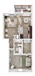 1 Bed 1 Bath D Floorplan at Tall Timbers Apartments, Houston Texas