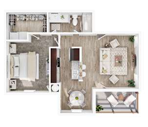 1 Bed 1 Bath E Floorplan at Tall Timbers Apartments, Houston