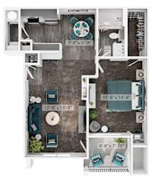 1 Bed 1 Bath Floorplan at Silverleaf Apartments, Ft Worth