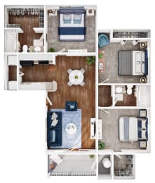 a floor plan of a house with a bedroom and a living room
