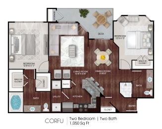  Floor Plan Corfu - 2 Bed / 2 Bath