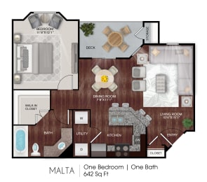  Floor Plan Malta - 1 Bed /1 Bath