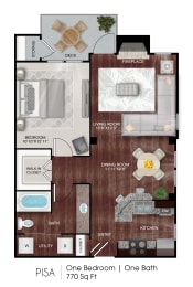  Floor Plan Pisa - 1 Bed /1 Bath