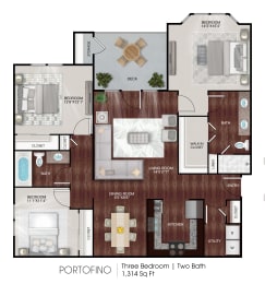  Floor Plan Portofino - 3 Bed / 2 Bath