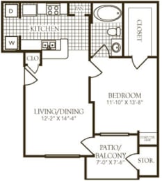  Floor Plan A1 - One Bedroom One Bath