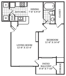  Floor Plan A2 - One Bedroom One Bath
