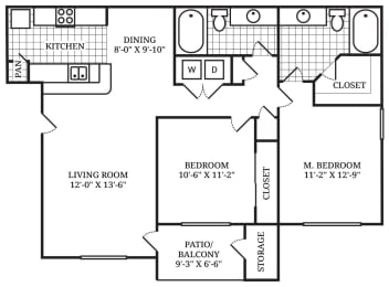  Floor Plan B1 - Two Bedroom Two Bath