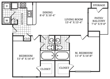  Floor Plan B2 - Two Bedroom Two Bath