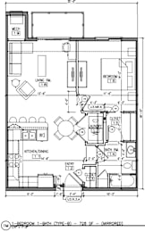 a floor plan of a small house with a kitchen and a living room
