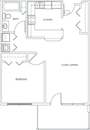 a floor plan of a house with a bedroom and a living room