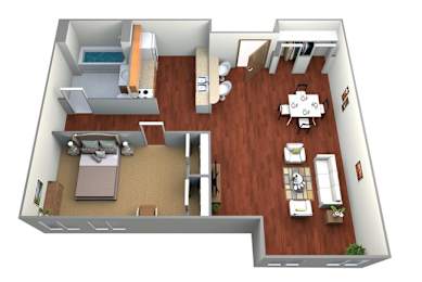  Floor Plan 1 Bedroom 1 Bath