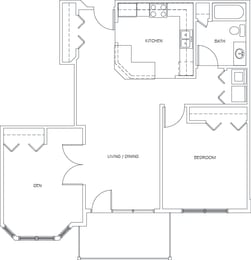 CL1B1001 1 Bed 1 Bath + Den Unit I