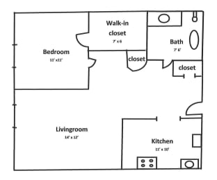  Floor Plan 1 Bedroom