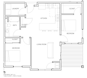  Floor Plan Two Bedroom One Bathroom