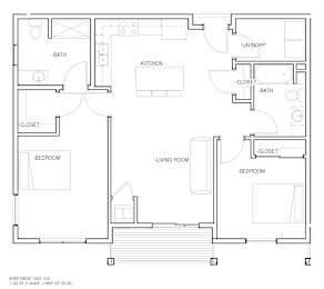  Floor Plan Two Bedroom Two Bathroom