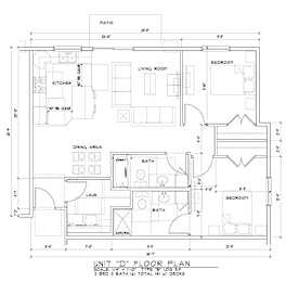 A detailed architectural drawing of a floor plan for a unit labeled "D" with dimensions and room layout.