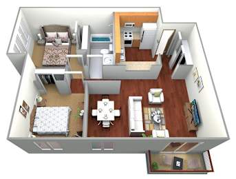  Floor Plan 2 Bedroom 2 Bath