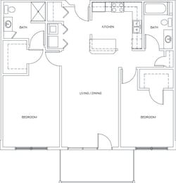 2 bedroom 2 bath balcony/patio
