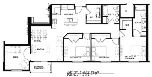  Floor Plan 3 Bedroom + DEN 2 Bathroom