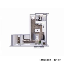the 303 studio b apt 1 floor plan
