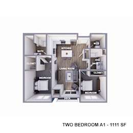 an image of the two bedroom floor plan with roommates