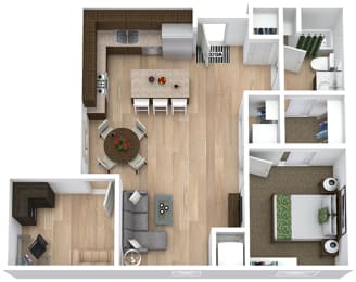 a floor plan of a house with a living room and a dining room