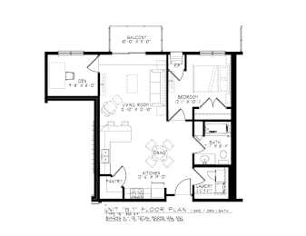 A black and white image of a floor plan for a unit.