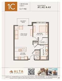 1C Floorplan at Alta Apartments, Pewaukee, Wisconsin