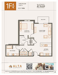 1F Floorplan at Alta Apartments, Wisconsin