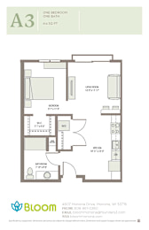 A3 Floorplan at Bloom, Monona, WI, 53716