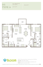D5 Type A Floorplan at Bloom, Monona, WI, 53716