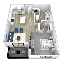 1 Bedroom A Floor Plan at Two Points Crossing, Madison, WI, 53593