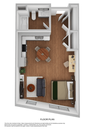 Floor Plan  a 3d rendering of a floor plan with a bedroom and a living room