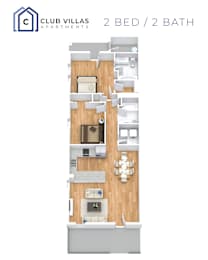 2 bed 2 bath Floorplan at Club Villas Apartments, Kathleen, GA, 31047