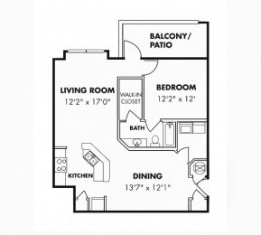  Floor Plan 1 Bedroom/1 Bath with Garage
