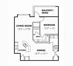  Floor Plan 1 Bedroom/1 Bath