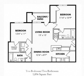  Floor Plan 2 Bedroom/2 Bath A