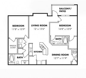  Floor Plan 2 Bedroom/2 Bath B