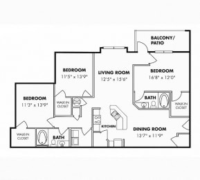  Floor Plan 3 Bedroom/2 Bath with Garage