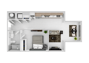 A2B Floor Plan at The 600 Apartments, Birmingham, Alabama