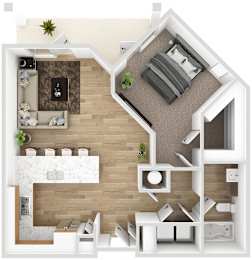 1 bed 1 bath A at The Collective Upper Westside Apartments, Atlanta, Georgia