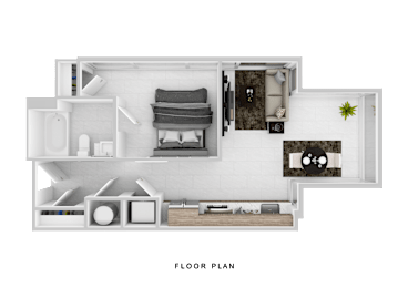 A3B Floor Plan at The 600 Apartments, Birmingham, AL, 35203