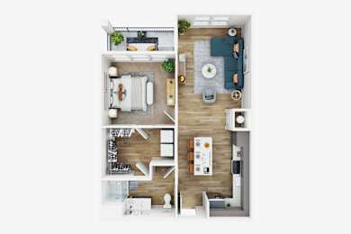 1Bd 1Bth Floor Plan at The Parker Aiken Apartments, South Carolina, 29801