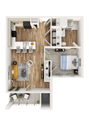1Bed 1Bathroom Floor Plan at The SoHo Luxury Apartments, North Carolina