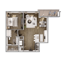 Moss floorplan at The Leo Myrtle Beach, Myrtle Beach, SC, 29579.