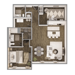 Pine floorplan at The Leo Myrtle Beach, Myrtle Beach, South Carolina.