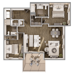 Emerald floorplan at The Leo Myrtle Beach, Myrtle Beach, SC.