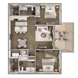 Ivy floorplan at The Leo Myrtle Beach, Myrtle Beach, South Carolina.