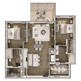 Olive floorplan at The Leo Myrtle Beach, Myrtle Beach, SC, 29579.